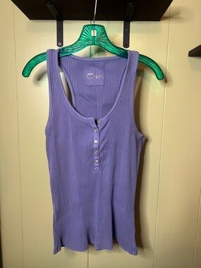 aerie Lavender Ribbed Henley Tank
